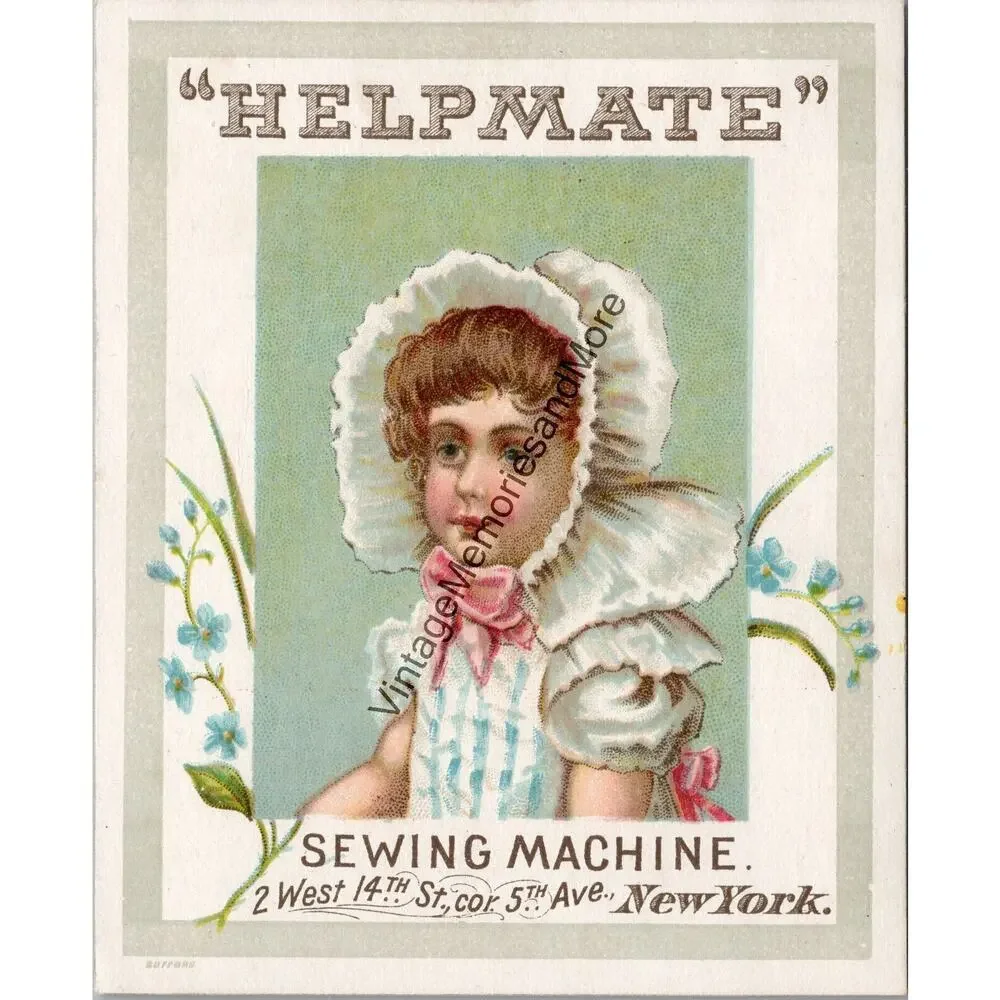 Vintage Helpmate Sewing Machine Advertising Trade Card PB23